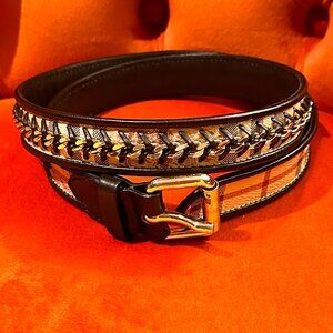 Authentic Unisex Burberry Belt With Gold Braided Accent - 32/80